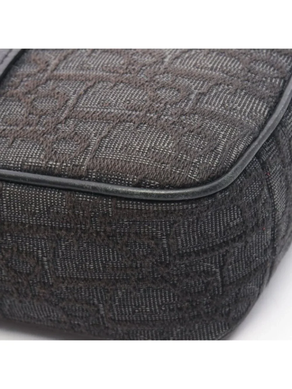 Dior Shoulder Bag Safari Oblique Black Gray Canvas Leather